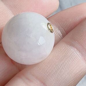 R2M-0375天然本翡翠《本物保証》 ミャンマー産天然翡翠 白氷翡翠 18KGP 天然石 17.4mm一点物 希少 縁起物 お守り 上品な 高品質 綺麗