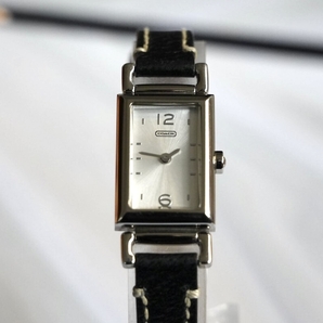 【電池交換済・稼動】コーチ COACH 腕時計 レディース QZ クォーツ アナログ シルバー 美品 スクエア