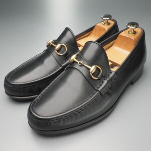 MI2716// Сделано в Италии*Gucci/Гуччи*Мужские 41.5EEE/лоферы-лошади/кожаные слипоны/мокасины/кожаные туфли/черные/.