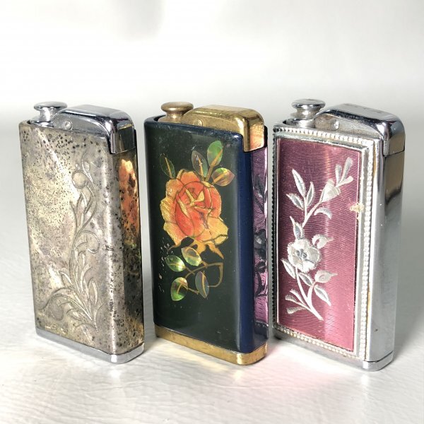 昭和レトロ　ヴィンテージ　コンパクト　ミラー　化粧鏡　ライター型香水スプレー 昭和レトロヴィンテージコンパクトミラー化粧鏡ライター型香水