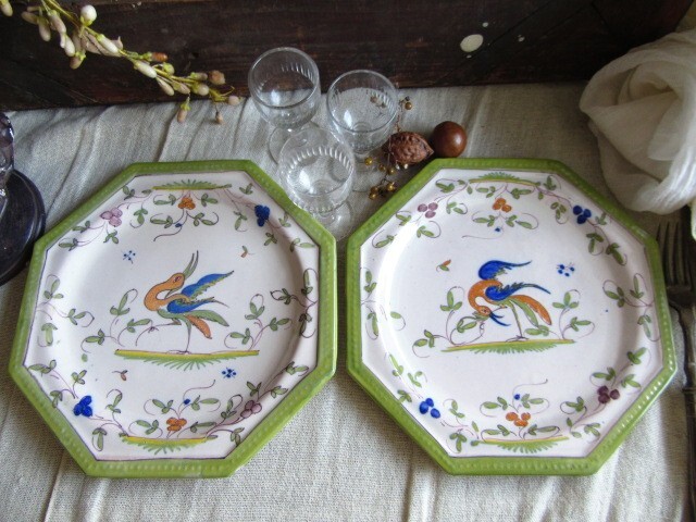 ムスティエ　アンティークプレート　② アンティークプレート.Moustiers ムスティエ ファイアンス焼 南仏