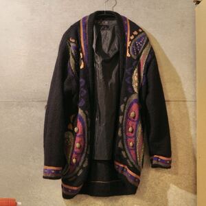 古着のカーディガン 個性 柄 オーバーサイズ 古着 ペイズリー