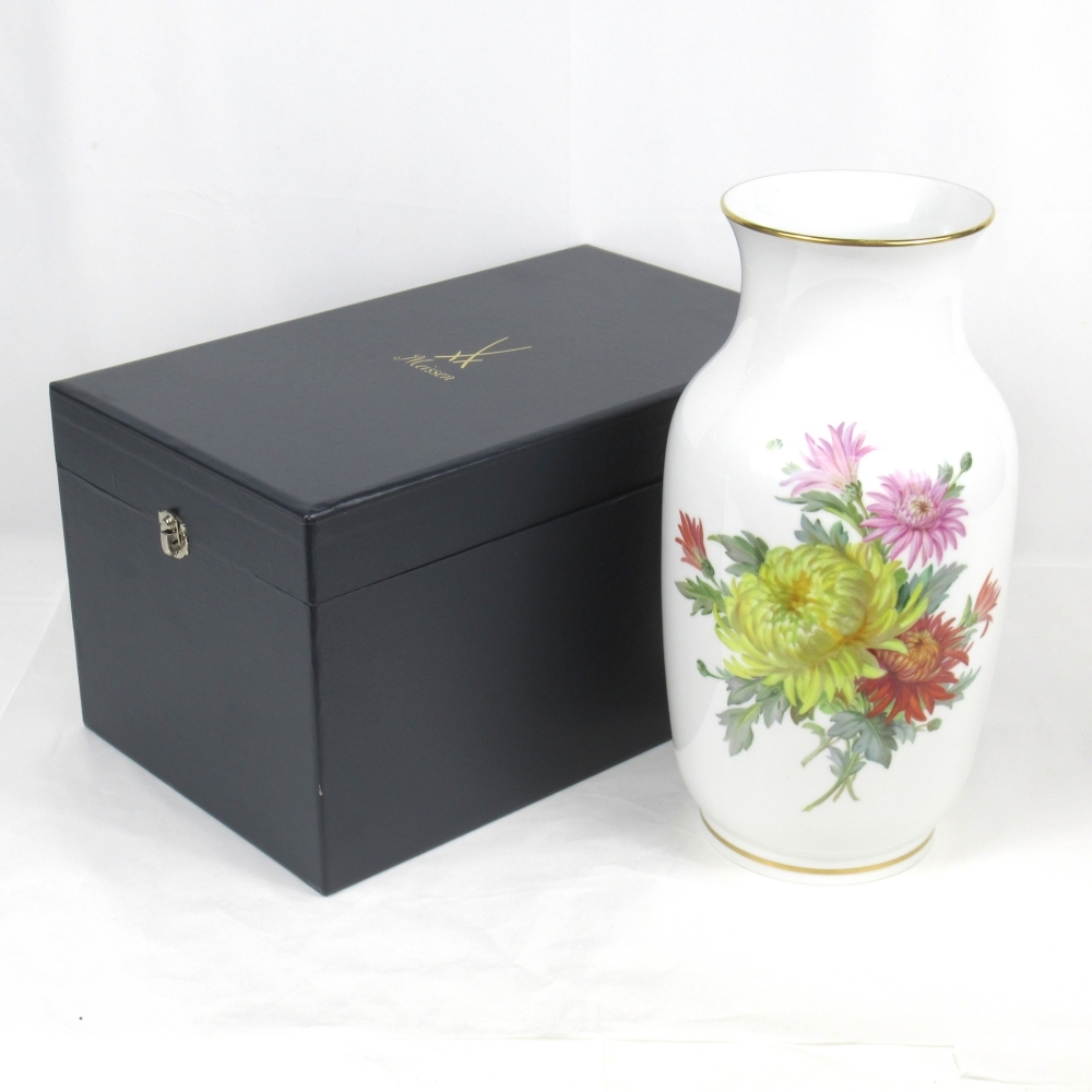 MEISSEN マイセン　フラワーベース　花瓶　専用箱付 MEISSEN マイセン 花瓶 フラワーベース 17.7cm 花柄 西洋