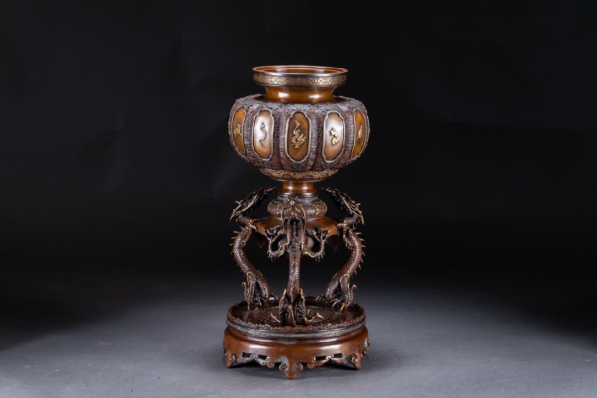 花器　薄端　華道　花瓶　龍巻　骨董品 Yahoo!オークション -「薄端 龍」(金属工芸) (工芸品)の落札相場