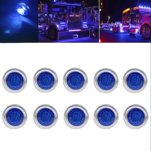 10個セット 車用 マーカーライト LED ミニライト 補助ライト 3cm 金属 ステンレス バイク用 ブルー 青 12V デコ 明るい サイドライト t8885