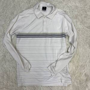 ナイキ ゴルフ DRI-FIT UV 長袖ポロシャツ 白 ボーダー メンズM 吸汗速乾 ストレッチ 中国製
