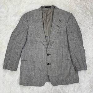 ダックス DAKS ツイード ストライプ テーラードジャケット ウールシルクリネン混 メンズ 2ボタン 総裏 グレー系 秋冬