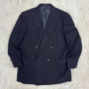 DAKS LONDON ダックス ダブルジャケット ブレザー 毛100% 黒 ブラック 4B テーラードジャケット 裏地ロゴ メンズ ネーム刺繍あり