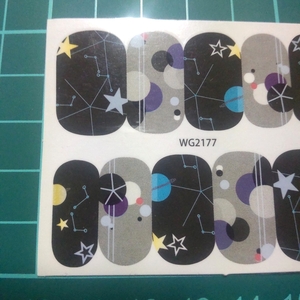 No167 現品のみ ウォーターネイルシール 星座 夜 星 夜空 黒 グレー 黄色 青 ネイルアート セルフネイル ネイルシール シール