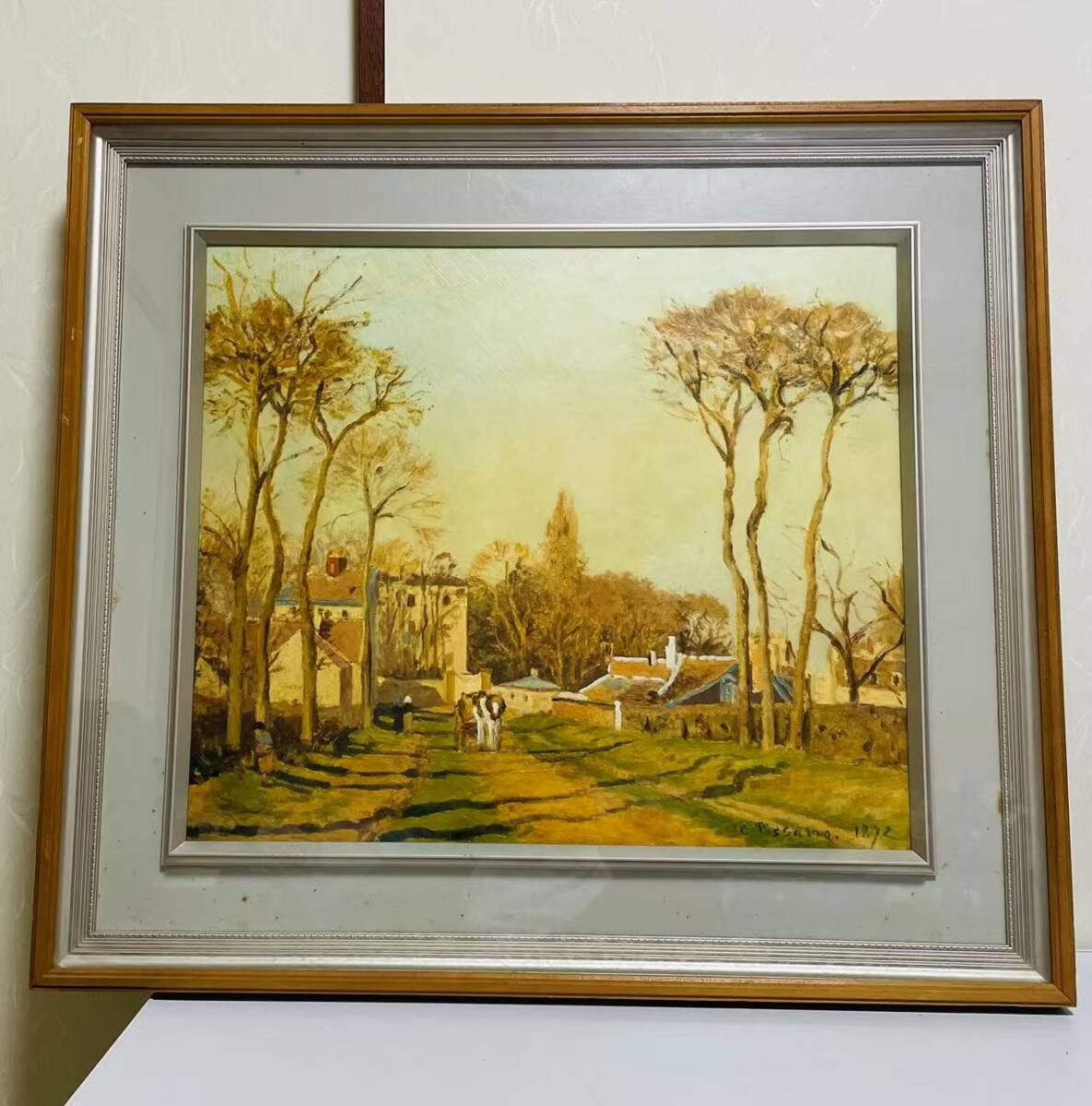 カミーユ・ピサロ、【ルーヴシエンヌの乗合馬車】、希少な額装用画集より カミーユ・ピサロ、【ルーヴシエンヌの乗合馬車】、希少な額装用