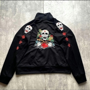 髑髏 オール刺繍 トラックジャケット rock punk y2k ギャル男 平成