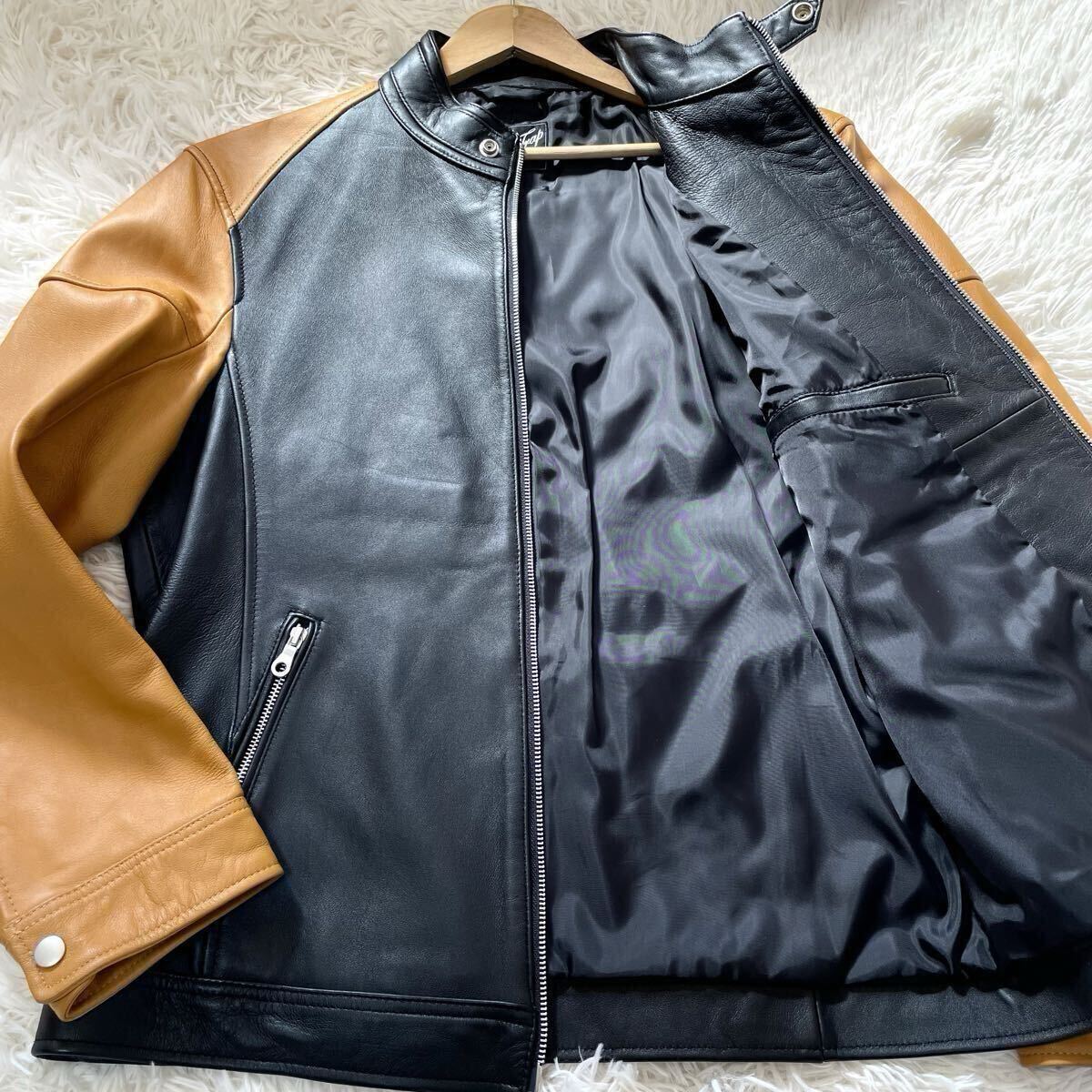 希少【 メンズビギ 】✦ 本革 ヤギ革 レザー ライダース ジャケット シングル Amazon | [メンズビギ] スタンドカラーシングルライダース