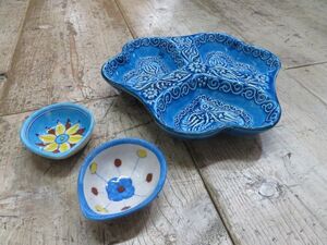 【使用頻度=少】 撮影スタジオで倉庫保管されていた フルーツボウル 小鉢 3点セット 検索用⇒ セラミック/プラッター/キャンディ/皿/F1026