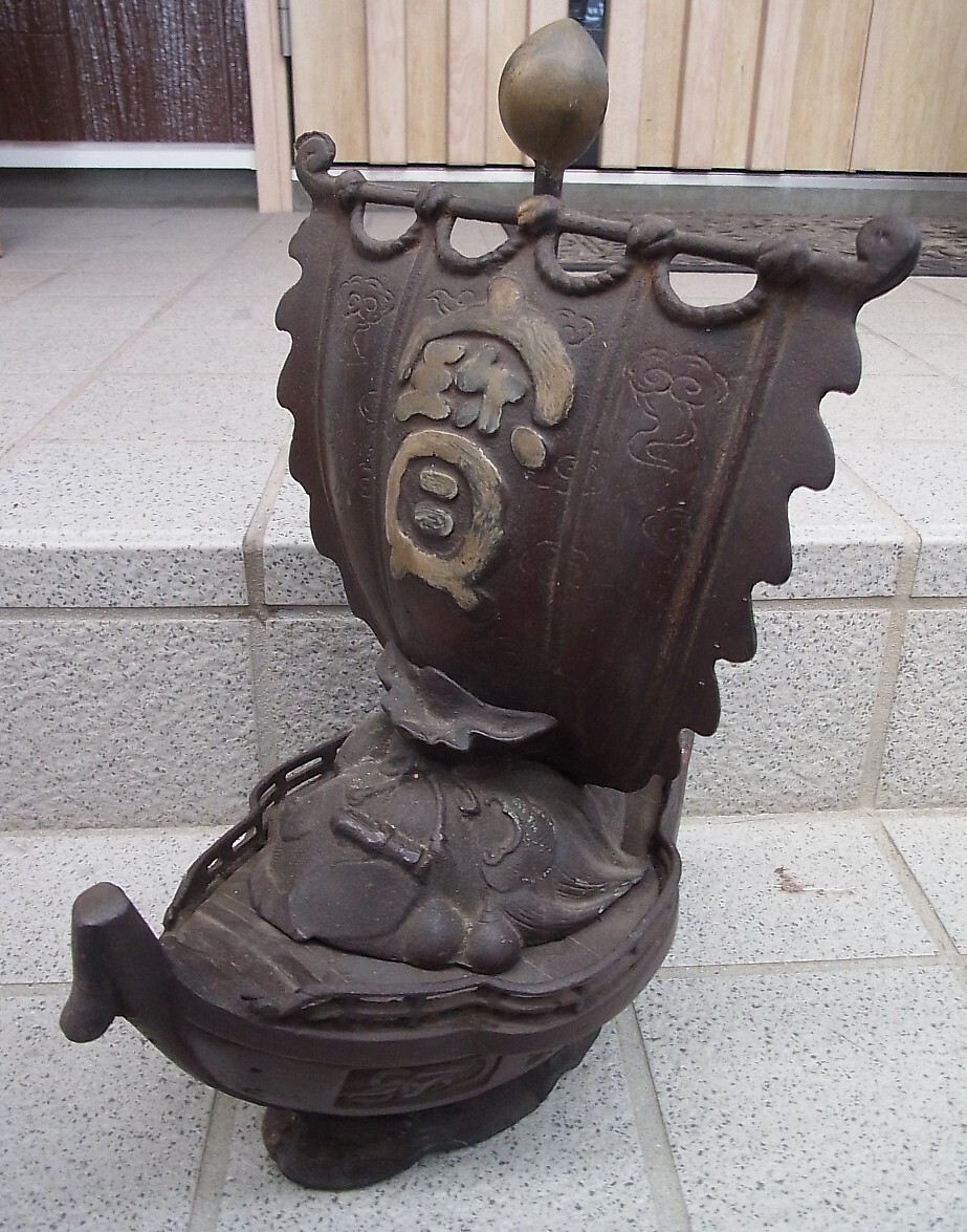 大香炉　七福神　宝船摘　銅製　台付　置物 開運 風水 骨董 古美術 アンティーク Amazon.co.jp: 大香炉 七福神 宝船摘 銅製 台付 置物 開運 風水