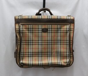 【中古品】Burberry バーバリー ノバチェック ガーメントケース ショルダー 2Way バッグ ナイロン ボストン ベージュ ブラウン【漂亮】