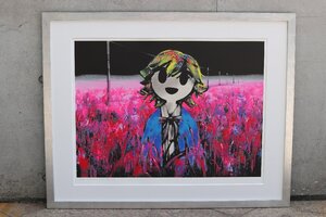 【美品】 川上喜朗「Fly Away」リトグラフ 版画 絵画 エディション73/100 額縁サイズ 96.5×76.5cm サイン有 現代アート 芸術作品 1円~