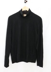 【中古美品】HERMES エルメス タートルネック ニット 長袖 セーター サイズXL ブラック 黒 カシミヤ イタリア製 トップス【漂亮】