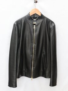 【中古美品】Salvatore Ferragamo サルヴァトーレ フェラガモ ラムレザー ジャケット ブラック サイズ42 シルク混インナー 【漂亮】