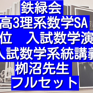 鉄緑会 栁沼先生 高3理系数学SA 入試数学演習 冊子フルセット 入試数学系統講義 河合塾 駿台 Z会 東進 SEG 東大 京大