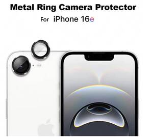 iPhone16e カメラカバー カメラフィルム レンズ 保護フィルム 薄型 強化ガラス 耐衝撃 独立型 メタルリング ブラック iphone 16e カバー