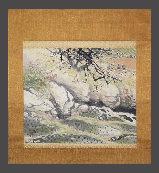 掛け軸 峰嶺 作 『 清水之桜 』 絹本 希少 軸装 茶道具 掛軸 です。 掛け軸 峰嶺 作 『 清水之桜 』 絹本 希少 軸装 茶道具 掛軸