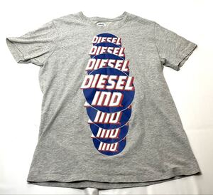DIESEL ディーゼル 半袖Tシャツ グレー プリント Tシャツ コットン サイズS 半袖シャツ 半袖トップス 送料185 円〜