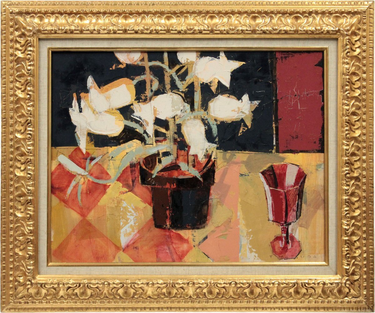 絵画額装　油彩肉筆画　真作　松田忠一『ばら』厚塗り　SMサイズ 絵画額装 油彩肉筆画 真作 松田忠一『ばら』厚塗り SMサイズ