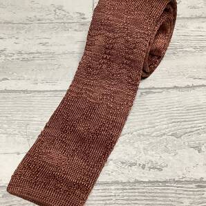 新品未使用★送料無料★大剣幅約6cm★淡いレンガオレンジ系? ニットタイ