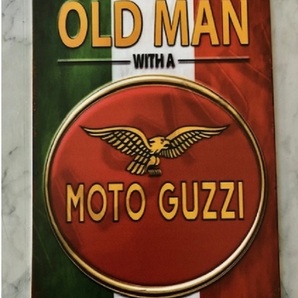 誰も持ってない?ガレージ・お部屋に?モトグッチ MOTO GUZZIロゴ 大盤 レトロ調アート金属看板 送料サービス!