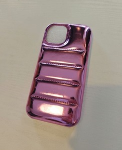 【ピンク】iPhone 15 ケース Y2K メタリック調