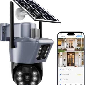 【ブラックフライデーセール】【デュアルレンズ 400万画素】防犯カメラ ソーラー ワイヤレス 動体検知 自動追跡 双方向音声 IP66防水 警報