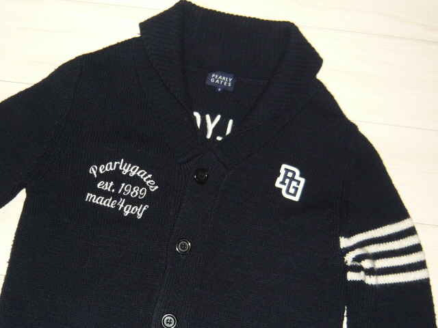 パーリーゲイツ コットン ニット カーディガン サイズ5 L相当 ネイビー PEARLY GATES ネイビー セーター サイズ5 パーリーゲイツ