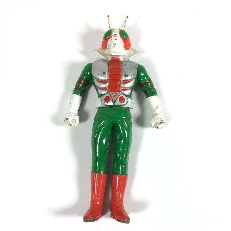 仮面ライダーV3 ソフビ　当時物　石森プロ　東映 希少品】 旧バンダイ 仮面ライダーV3 ソフビ 面取れ 昭和レトロ