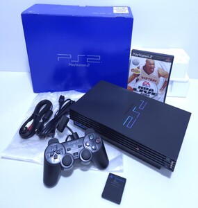 ソニーSony PS2 プレイステーション2 SCPH-10000ブラック 本体 コントローラ ゲームソフト プレステPlayStation 希少品 箱付/動作品(M-12)