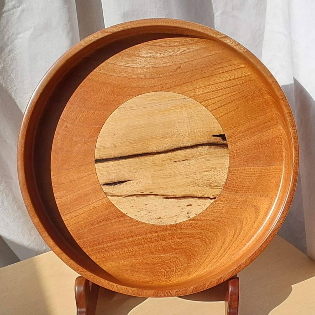 木製 黒柿 盆 刳り貫き煎茶盆 一文字盆 楕円盆☆長さ38.9cm☆煎茶道具 木製 黒柿 盆 刳り貫き煎茶盆 一文字盆 楕円盆☆長さ38.9cm