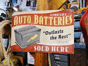 オートバッテリー U.S.ヘヴィースチールサイン アメリカ雑貨 アメリカン雑貨