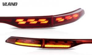VLAND 80系 ハリアー ハイブリッド レッドタイプ LEDテールランプ 流れるウインカー オープニング機能切替可能 カスタム(改良型0580-R)