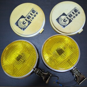 当時物 CIBIE フォグ 12V イエロー 薄型 デュアルカウル シビエ フォグカバー 自動車 バイク フォグランプ ハロゲン