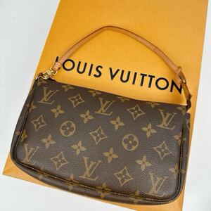 美品 LOUIS VUITTON ルイヴィトン モノグラム ポシェットアクセソワール アクセサリーポーチ M51980 AR0090 ハンドバッグ 純正ストラップ