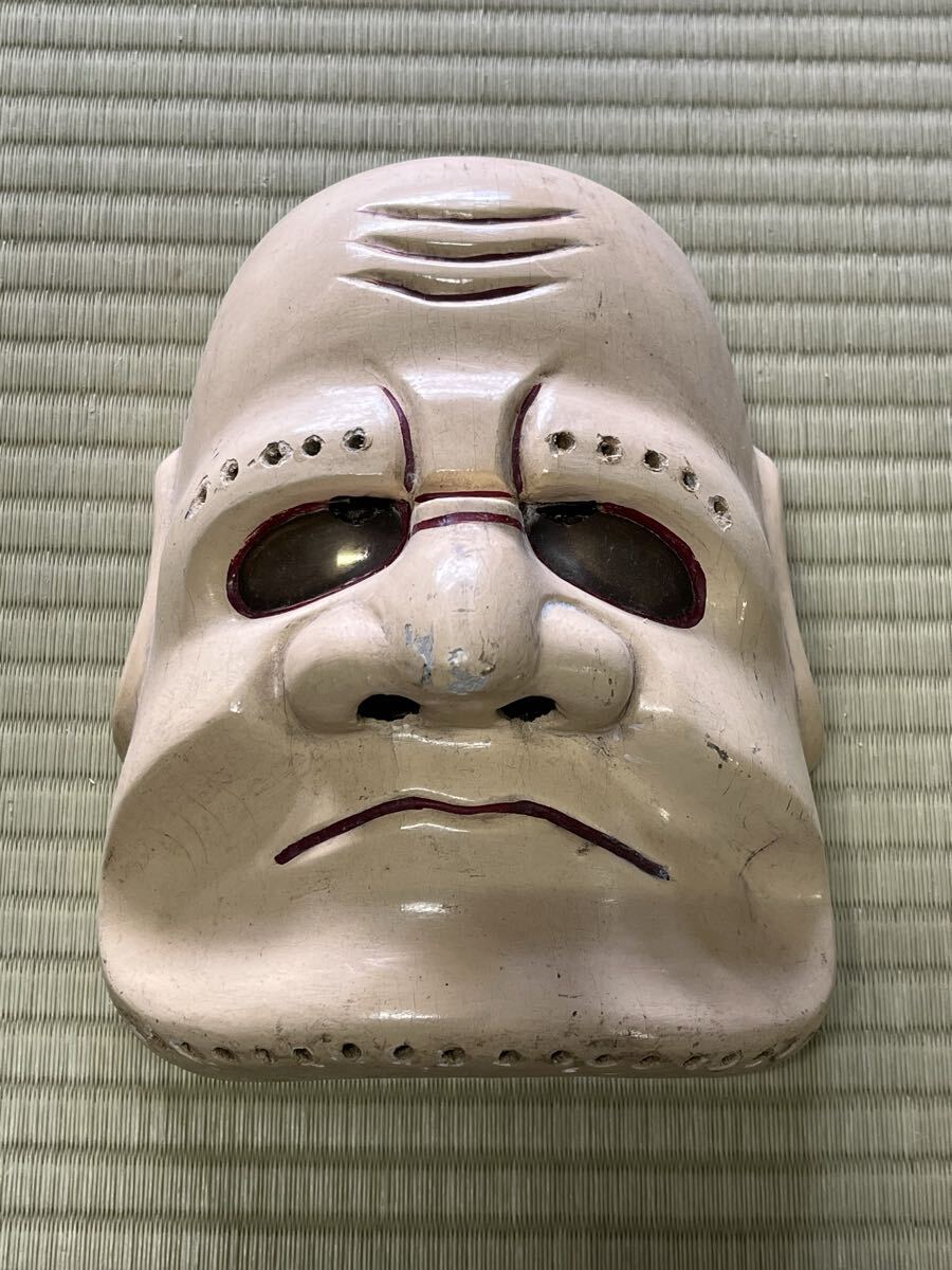 木彫 面 古道具 アンティーク 古美術 神楽面？ Yahoo!オークション - 【古美術】能面 黒髭 木彫り 神楽面 狂言