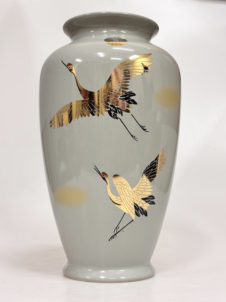  Kutani сырой гора небеса . журавль ваза ваза для цветов цветок входить цветок сырой украшение . золотой журавль 
