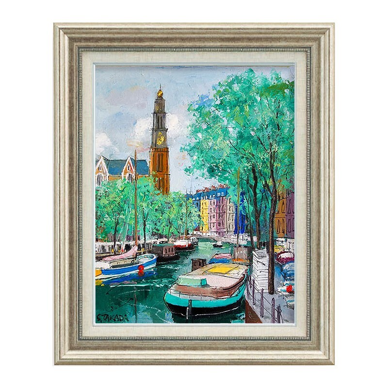 [新品未使用] 手描き油彩画　ヨーロッパ風景 楽天市場】油彩画 F6号 広瀬和之 「パリの街角」 真筆 額入り