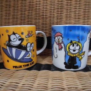●即決!送料無料!●2点まとめて●フィリックス マグカップ●FELIX THE CAT/フィリックスザキャット/陶器/ペア/猫/ネコ/雪だるま柄