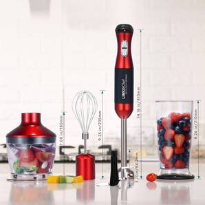 赤いハンドブレンダー 5つの機能を備えた1台