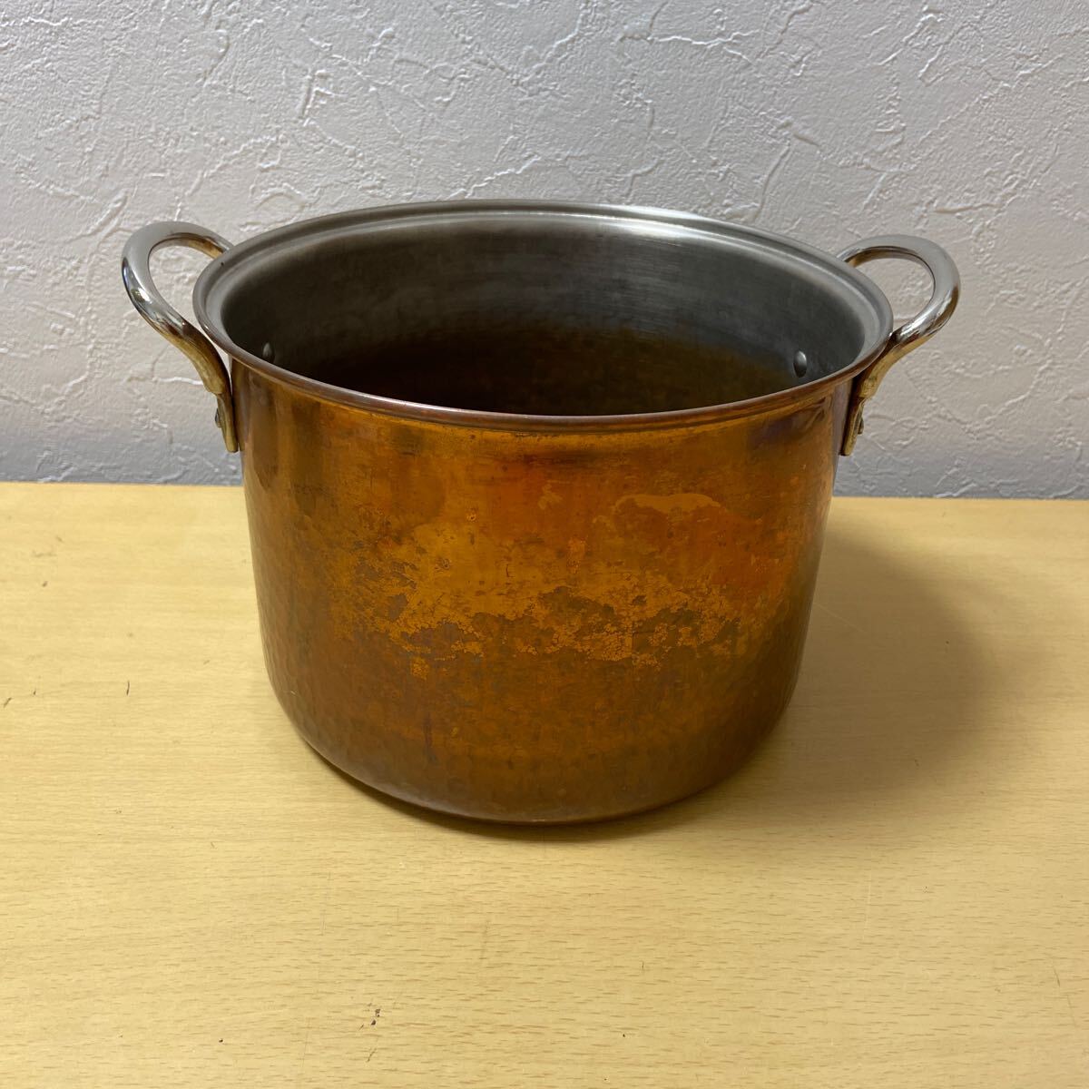 【新品未使用】 銅鍋　なべ　鍋 天ぷら鍋 16cm 銅製 ガス火専用 ミニサイズ （ 両手天ぷら鍋