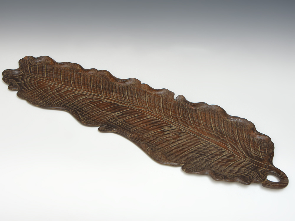 ◇楾◇ 古美術品 木彫 素堂作 葉盆 73cm 煎茶盆 煎茶道具 唐物骨董