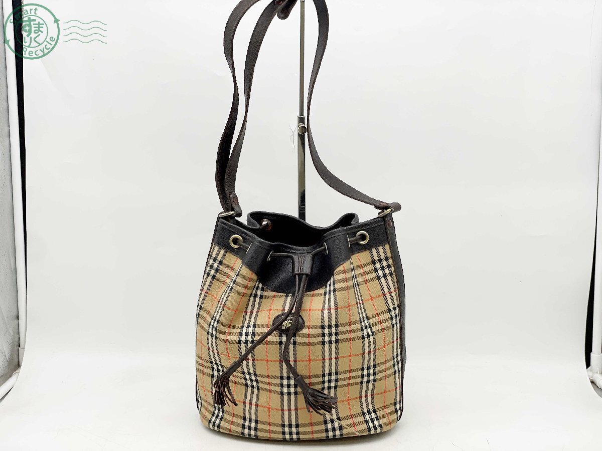 【美品】バーバリー　ノバチェック　ショルダーバッグ　レザー　黒　ブラック　トート 美品 Burberry バーバリー ショルダーバッグ ノバチェック