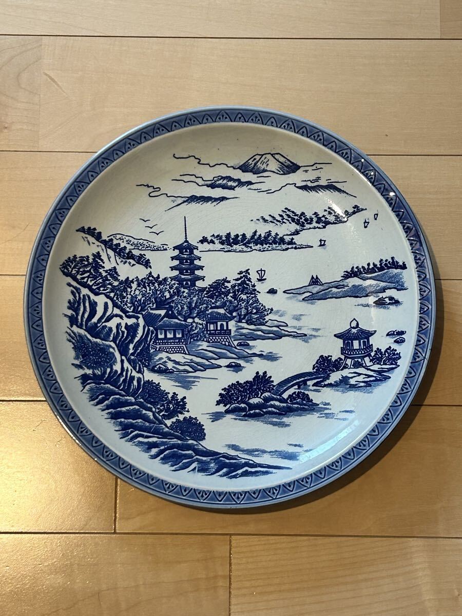 染付　大皿　時代 中国美術 元染付大皿 元時代 青花 時代 大明宣徳年製 飾り座 唐草紋様