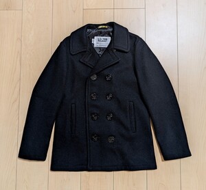 16 美品 SCHOTT ショット 742SB BOYS ボーイズ Pコート ピーコート タイト スリム 濃紺 ダークネイビー 黒 ブラック