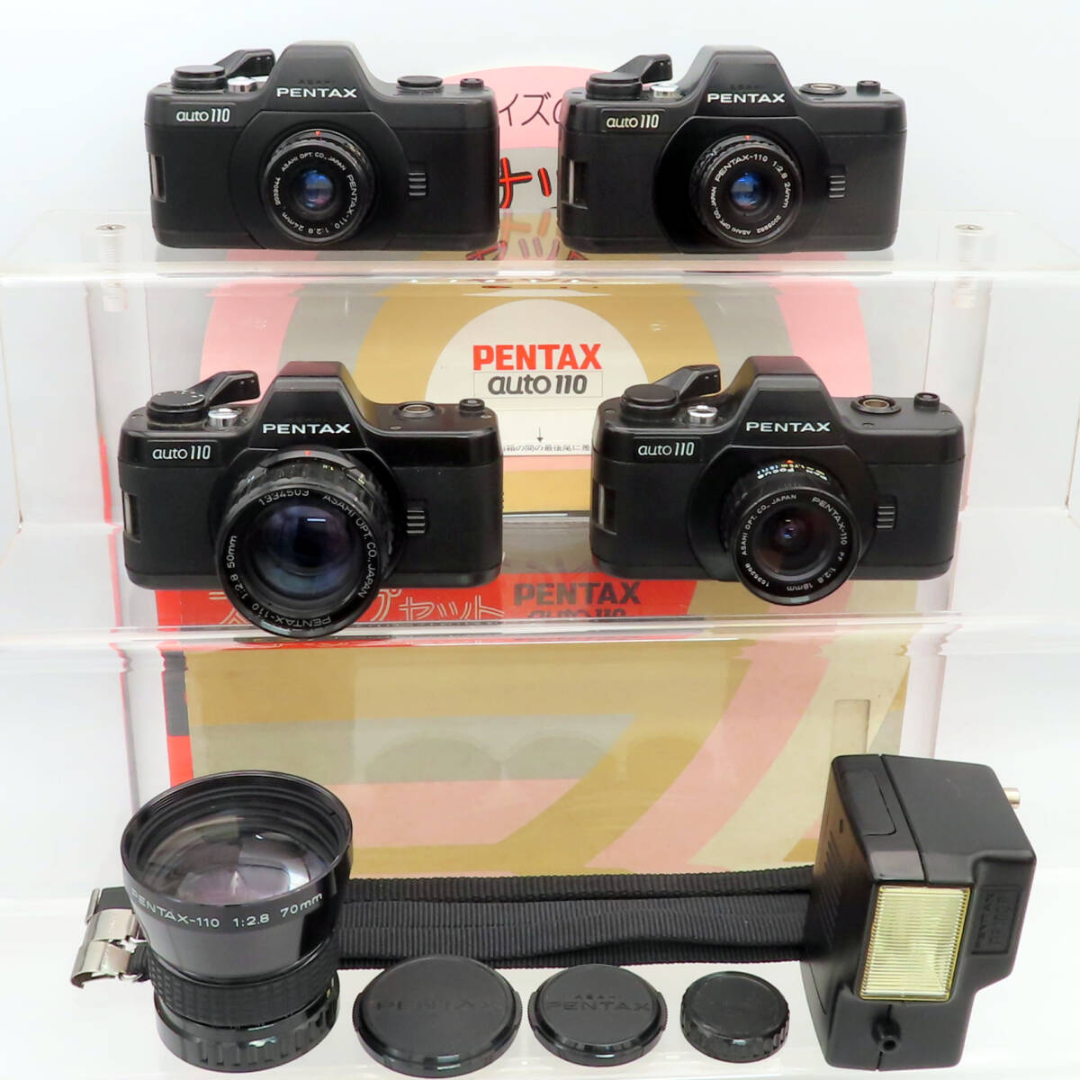 Pentax auto 110 レンズセット 箱付 Rare Pentax Auto 110 Super Small Camera with 3 Lens Winder